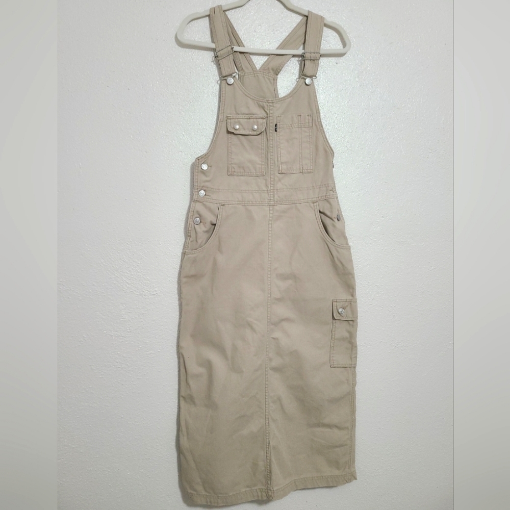 Vintage Y2K Levi’s Two-Horse Label Overall Skirtall Denim Beige  Cotton SMALL